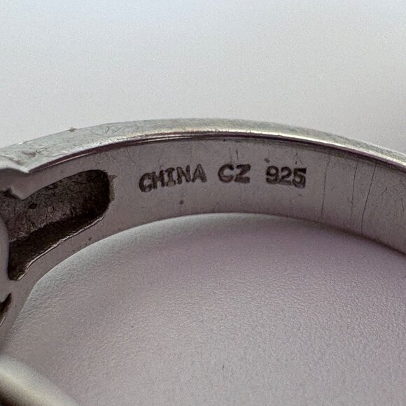 VTG Ritani Solid Sterling Silver 925 CZ Halo Tapered Band Ring Size 5 - Picture 8 of 11